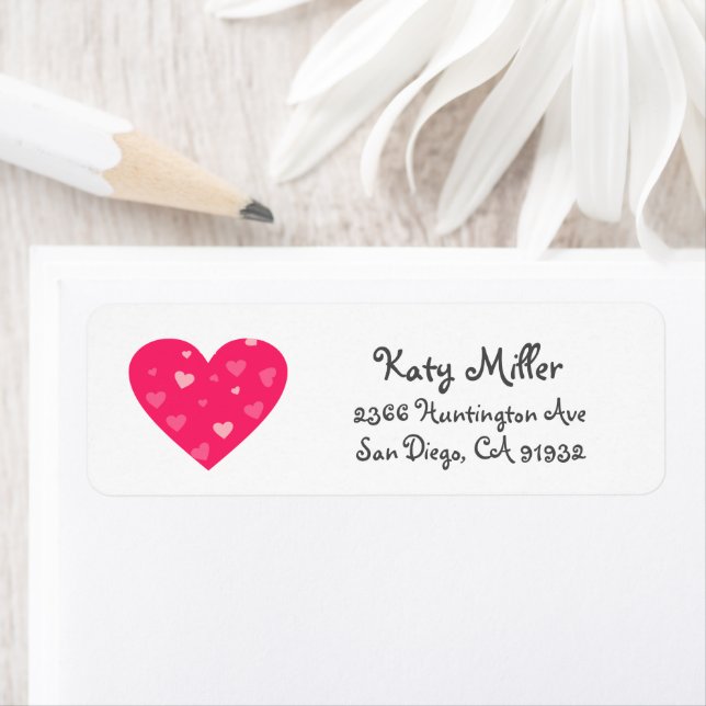Cute Pink Heart Girls Address Label (Insitu)