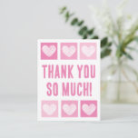 Cute Pink Heart Grid Your Name Thank You  Note Card