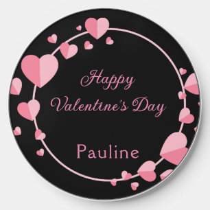 Cute Pink Heart Happy Valentine Day  Wireless Charger