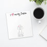Cute Pink Heart I Love my Dog Custom Whimsical Notepad