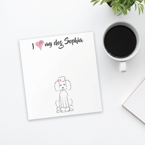 Cute Pink Heart I Love my Dog Custom Whimsical Notepad