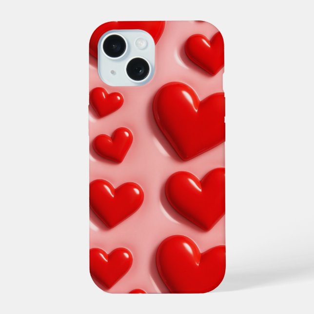 Cute Pink Heart iPhone 15 Case  (Back)