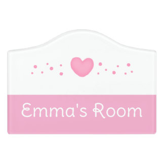 Cute pink heart Kids Door Sign