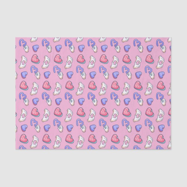 Cute Pink Heart Kiss Me Pattern Valentine's Day Tissue Paper (Front)