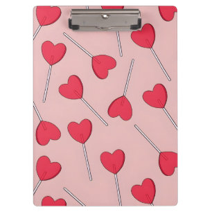 Cute Pink Heart Lollipops Seamless Pattern Clipboard