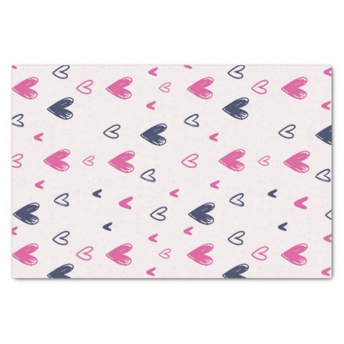 Cute Pink Heart Love Pattern Valentines Day Tissue Paper