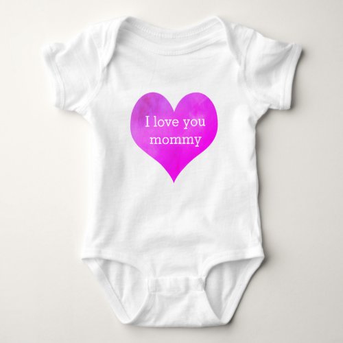 Cute Pink Heart  love you mommy Baby Bodysuit