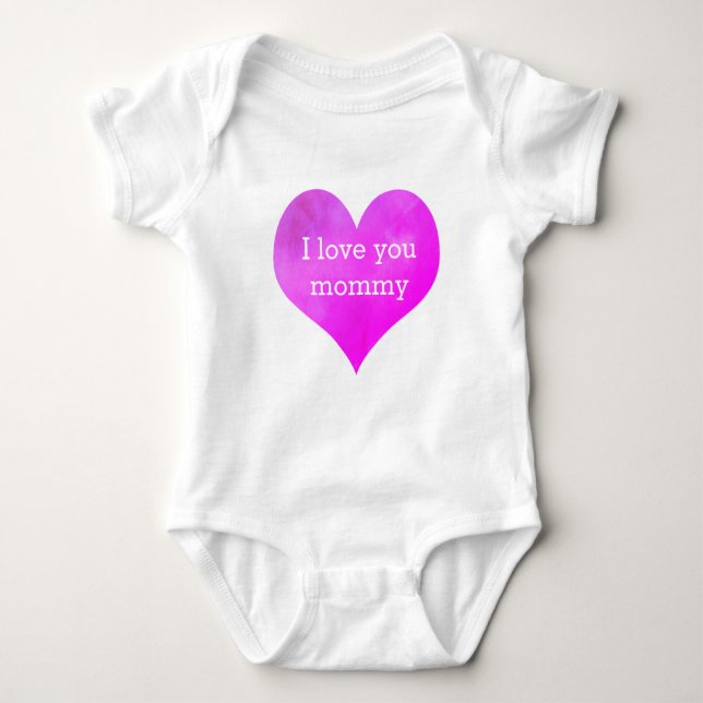 Cute Pink Heart  love you mommy Baby Bodysuit (Front)