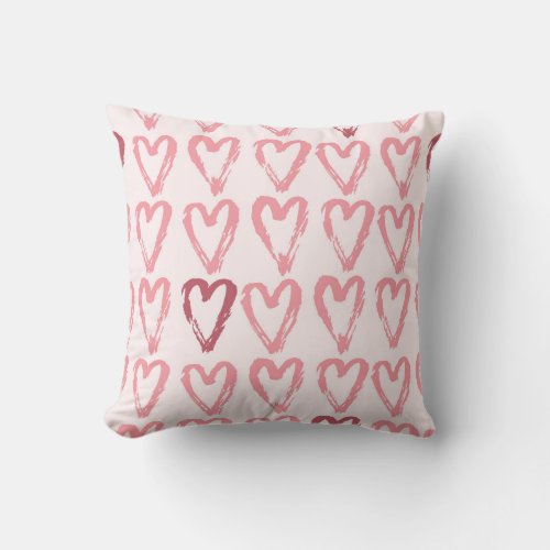 Cute Pink Heart Pattern Girly Sweet St Valentines Throw Pillow