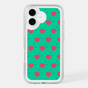 Cute Pink Heart Pattern iPhone 16 Case – Colorful 