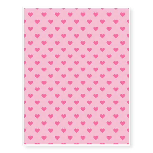 Cute Pink Heart Pattern Love Temporary Tattoos (Front)