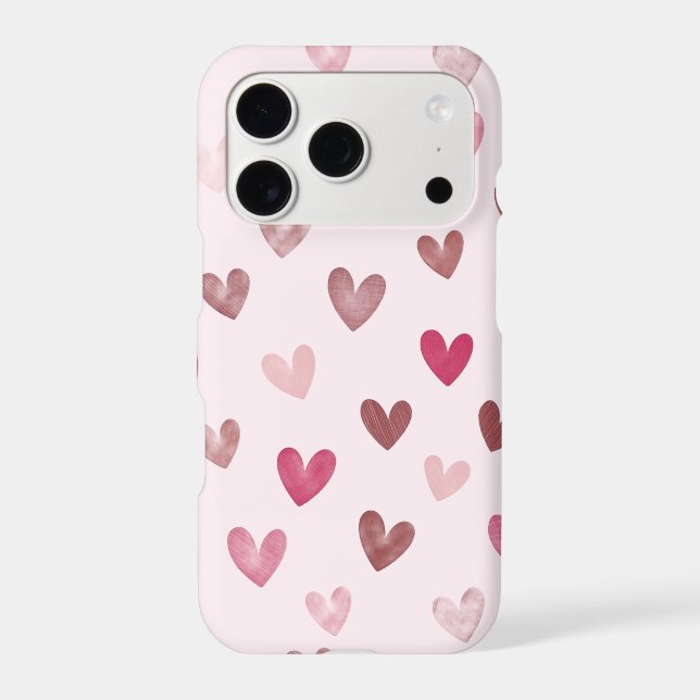 Cute Pink Heart Pattern – Romantic &Stylish Design Iphone Case (Back)
