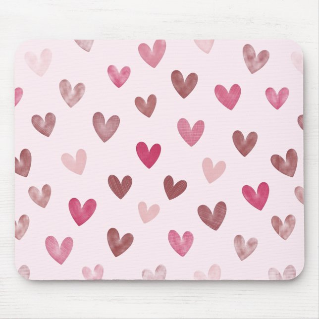 Cute Pink Heart Pattern – Romantic &Stylish Design Mouse Pad (Front)