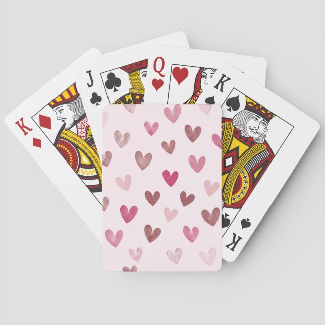 Cute Pink Heart Pattern – Romantic &Stylish Design Poker Cards (Back)