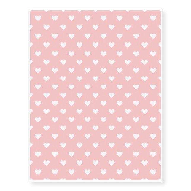 Cute Pink Heart Pattern Temporary Tattoos (Front)