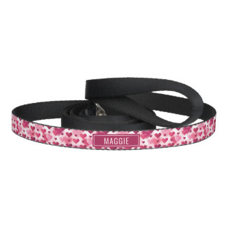 Cute Pink Heart Pattern With Personalized Pet Name Pet Leash