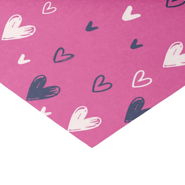 Cute Pink Heart Pencil Sketch Valentine's Day Tissue Paper | Zazzle