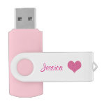 Cute Pink Heart Personalized Girly Name Usb Flash Drive at Zazzle