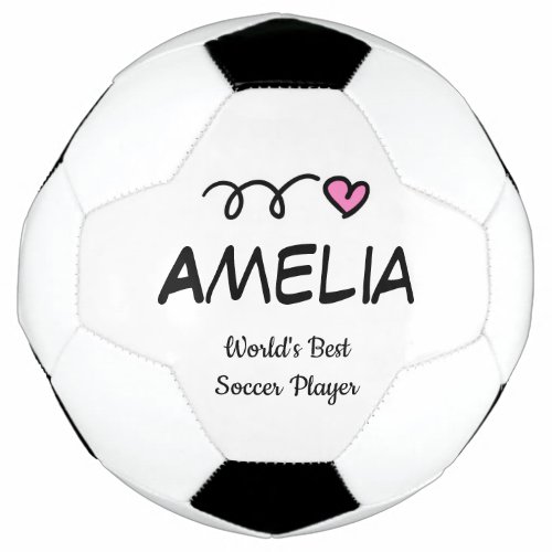 Cute pink heart personalized soccer ball for girl