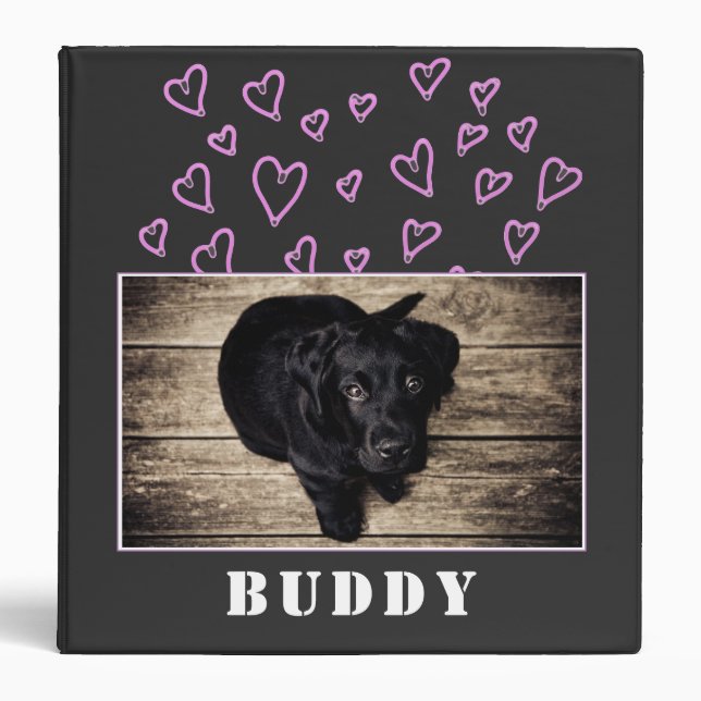 Cute Pink Heart Pet Dog Photo Album Binder (Front)