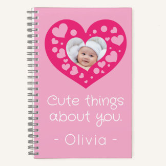 Cute pink heart photo frame keepsake notebook