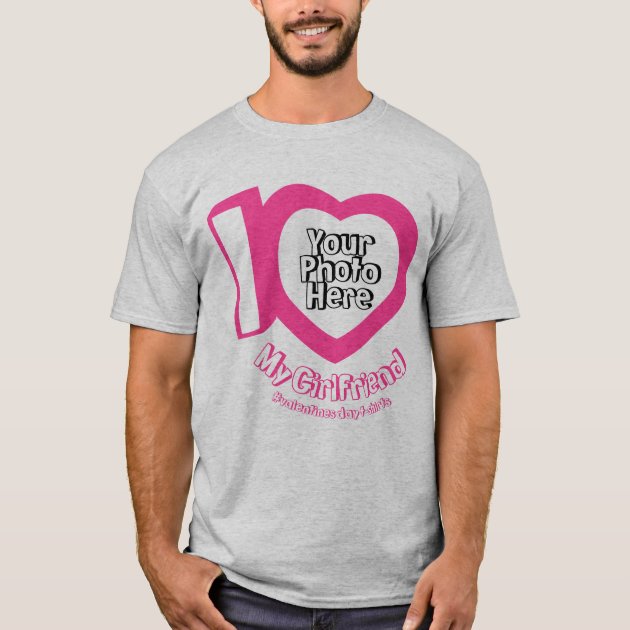 Cute Pink Heart Photo I love My Girlfriend T-Shirt