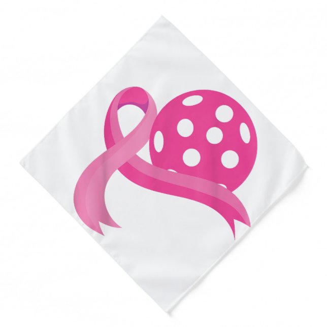 Cute Pink Heart Ribbon Pickleball Breast Cancer Aw Bandana (Front)