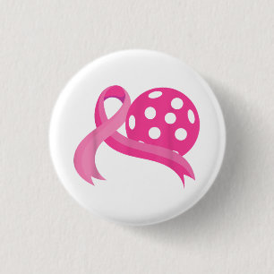 Cute Pink Heart Ribbon Pickleball Breast Cancer Aw Button