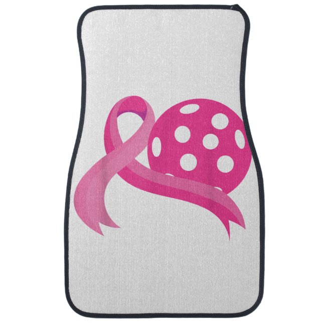 Cute Pink Heart Ribbon Pickleball Breast Cancer Aw Car Floor Mat (Front)