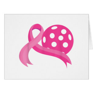 Cute Pink Heart Ribbon Pickleball Breast Cancer Aw Cards