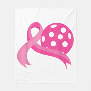 Cute Pink Heart Ribbon Pickleball Breast Cancer Aw Fleece Blanket