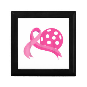 Cute Pink Heart Ribbon Pickleball Breast Cancer Aw Gift Box