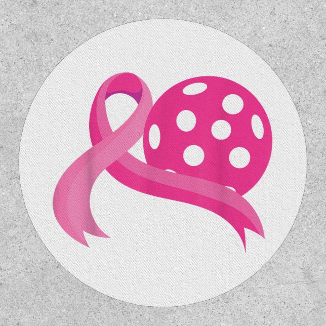 Cute Pink Heart Ribbon Pickleball Breast Cancer Aw Patch (Front)