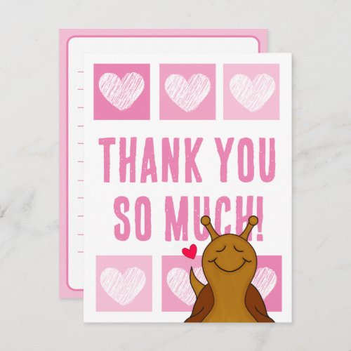 Cute Pink Heart Snail Thank You  Note Card