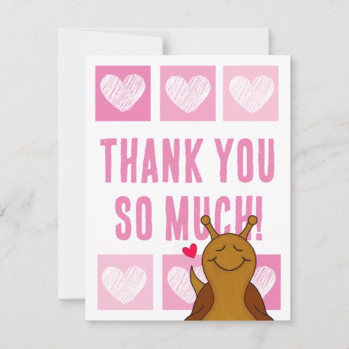 Cute Pink Heart Snail Thank You  Note Card