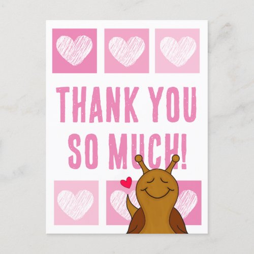 Cute Pink Heart Snail Thank You  Postcard