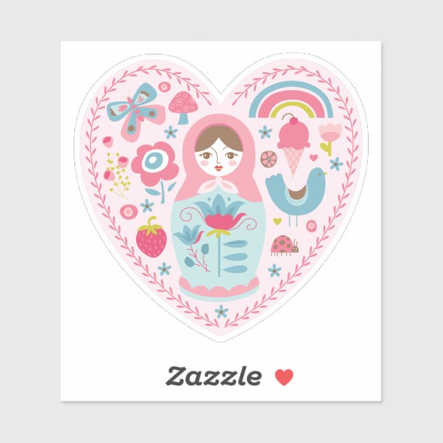 Cute Pink Heart Sticker (Sheet)
