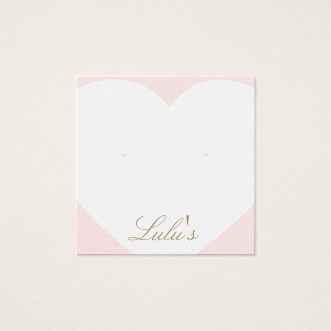 Cute Pink Heart Stud Earring Display (Front)