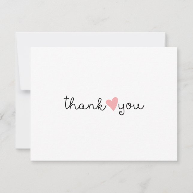 Cute Pink Heart Thank You Card (Front)