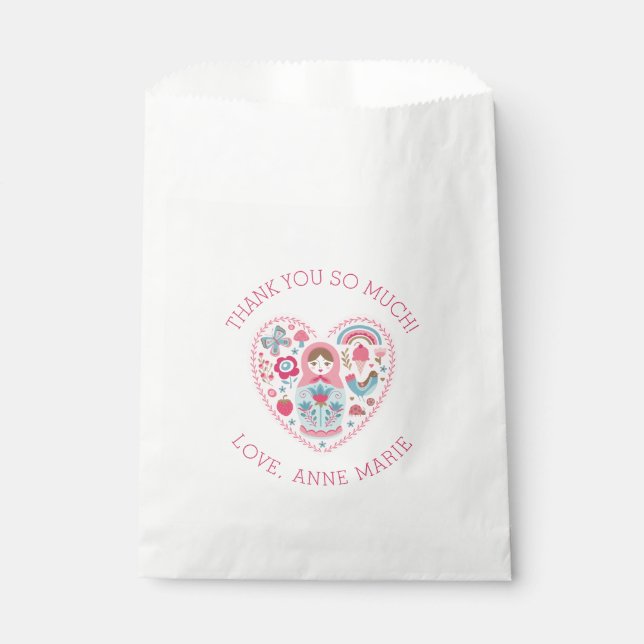 Cute Pink Heart Thank You Favor Bags (Front)