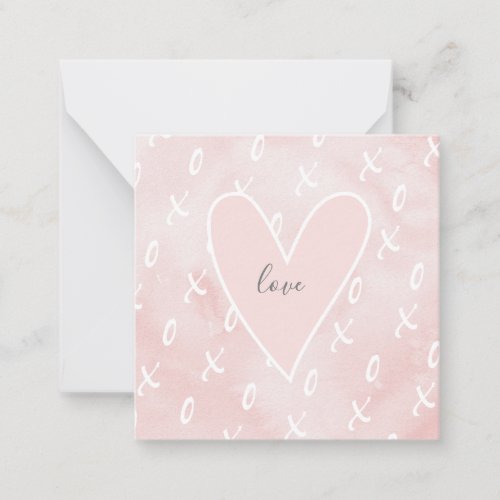 Cute Pink Heart Valentines Day Note Card