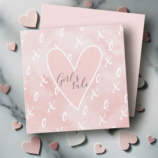 Cute Pink Heart Valentines Day Note Card | Zazzle