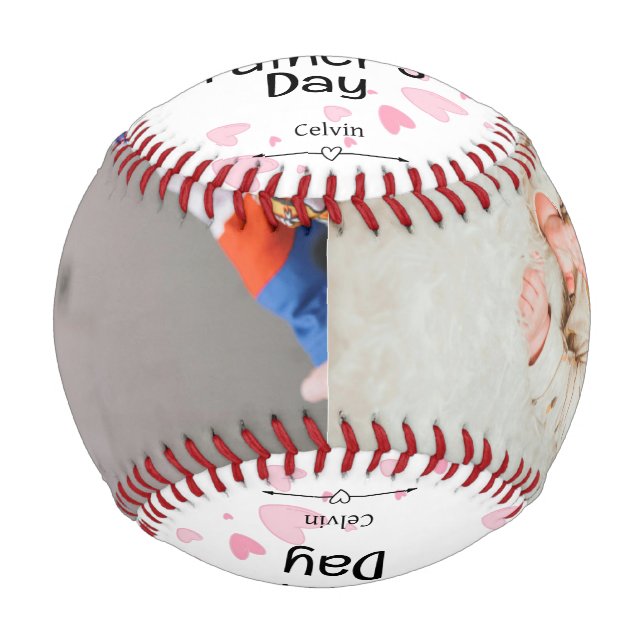Cute Pink hearth 1st Father"s Day Baseball (Front)