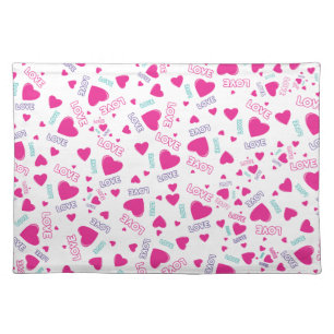 Cute pink Hearts and Love - romantic pattern Cloth Placemat