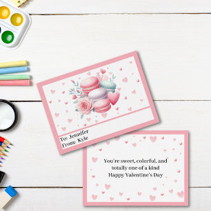 Cute Pink Hearts and Macaron Mini Valentine’s Day Note Card