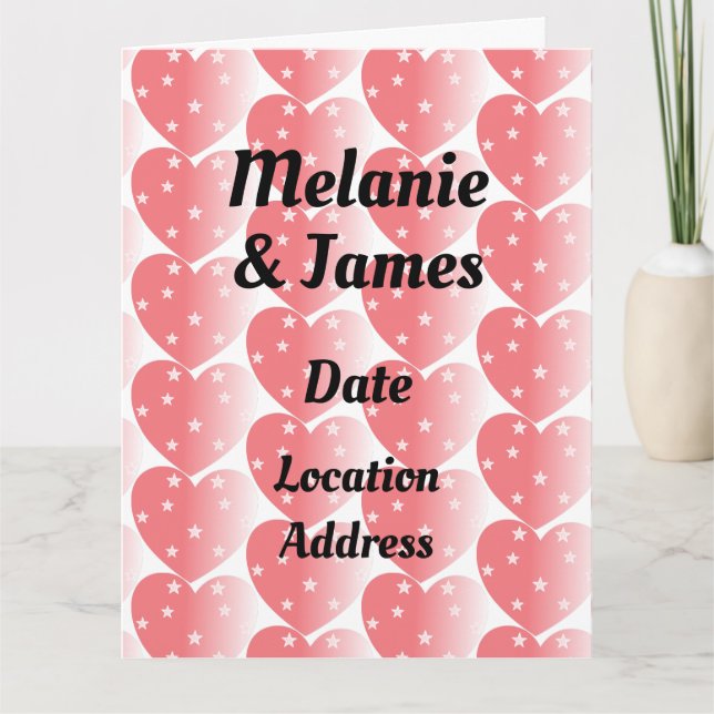 Cute Pink Hearts And Names Card (Front)