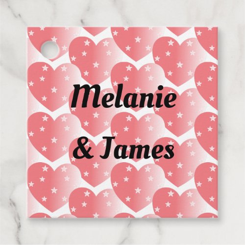 Cute Pink Hearts And Names Favor Tags
