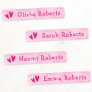Cute pink hearts and text girly fabric clothing labels
