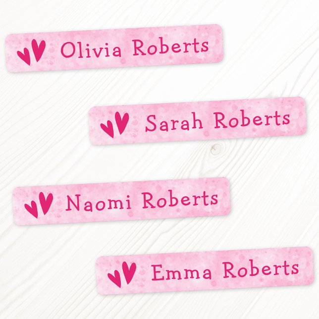 Cute pink hearts and text girly fabric clothing labels (Cute pink hearts and text girly fabric clothing labels)