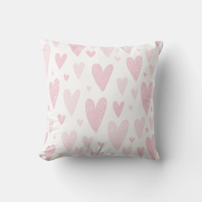 Cute pink hearts Baby Nursery decor Throw Pillow (Front)